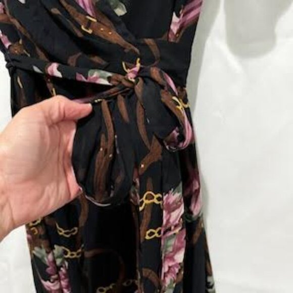 Lauren Ralph Lauren Women's 10 Printed Belted Crinkle Georgette Dress Floral - Picture 7 of 10